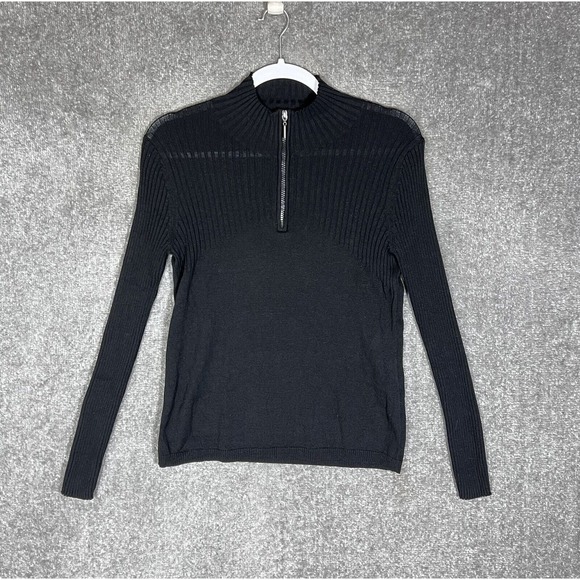 Chicos Silk Nylon Ribbed Mock Neck 1/4 Zip Sweater Womens Size 0 US Sz 4 Stretch - Picture 1 of 5